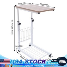 Adjustable Overbed Bedside Table with Wheels, Bed Desk, Over The Bed Table
