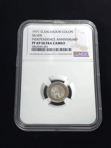 EL SALVADOR 1971 PROOF SILVER 1 COLON NGC GRADED PF 69 ULTRA CAMEO 2863545-001