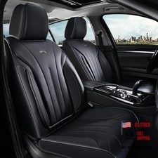Car Seat Covers Front Seat, Breathable Nappa Leather Seat FrontPair Black