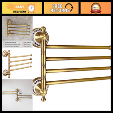 Antique Bronze Swivel Towel Rack - 4 Arm Folding Hand Towel Bar, Space-Saving Wa