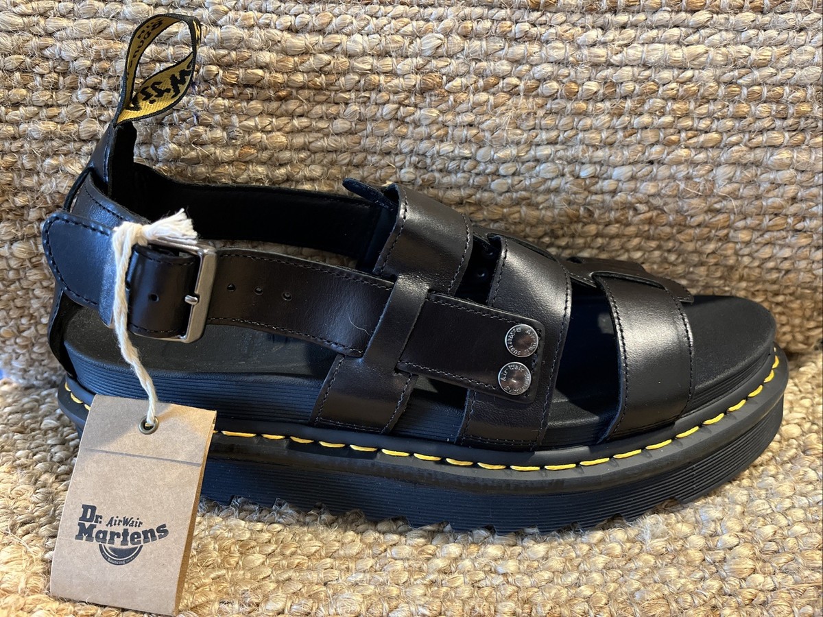 Dr Martens Terry Brando Leather Black Sandals Men's Men Buckles
