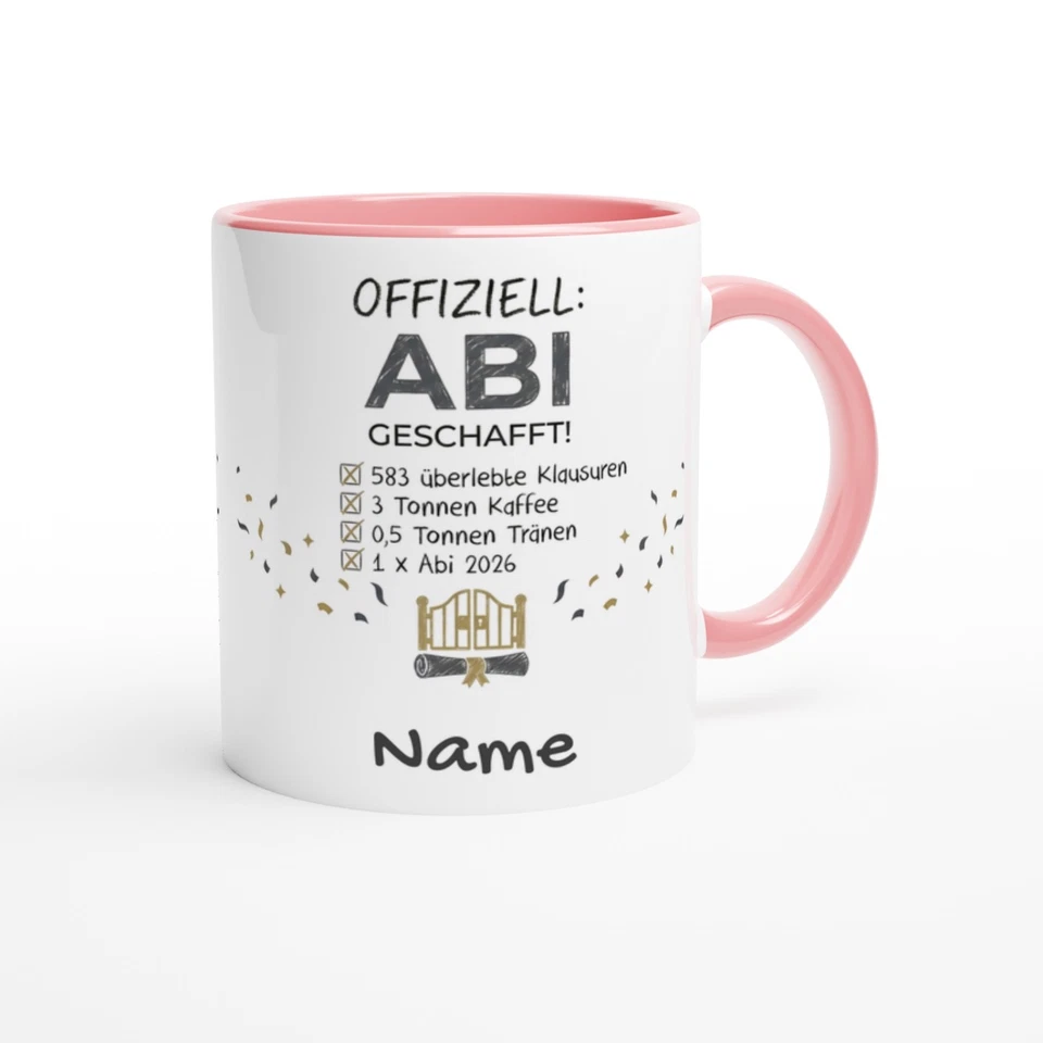 Abi 2026 Tasse mit Name Personalisiert Lustiges Abitur Geschenk Abschlussprüfung - Bild 4 von 4