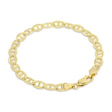 14K Yellow Gold Solid 7.5mm Mariner Anchor Link Chain Mens Bracelet 7" 8" 9"