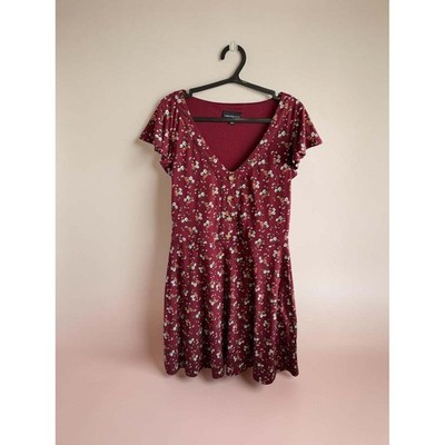 Fortune + Ivy Jana Button Detail Floral Knit Dress Flutter Sleeve - M