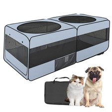 2-in-Dog Playpen, 58''Pop Up Cat Puppy Pet Playpen M, 58"L x 30"W x 24"H 1 Grey