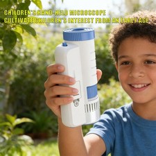 Children's Handheld Microscope Optical HD Portable Microscope Science Gift White