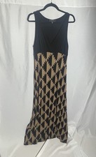 Karen Kane XL Black Tan Chevron Sleeveless Maxi Dress Made USA