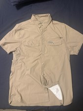 Burlebo Performance Outdoor Button Up Shirt, Tan, Medium