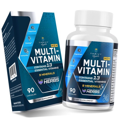 #ad Multivitamin for Men 50 with Methylated B12 amp; Folate Omega 3 amp; CoQ10 – Ferm... $29.62