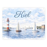 Leuchtturm Kiel Metallschild XXL In 28X38 Cm Mit Segelbooten