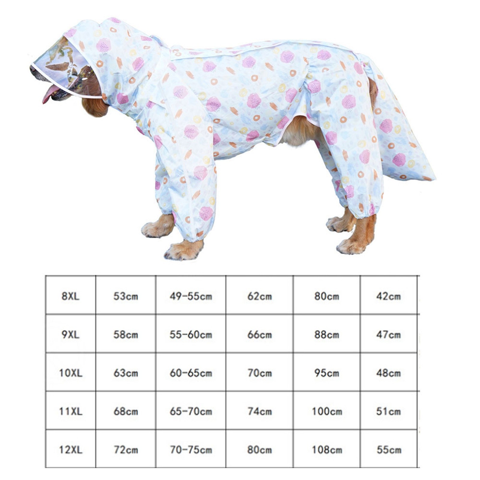 ༝Large Dog Raincoat Breathable Transparent Brim 4 Legs Cartoon Dog Rain Jacket