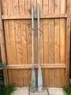 VINTAGE Wood Oars 82" Long Paddles Has Great Old LIGHT GREEN Finish W/ Oarlocks