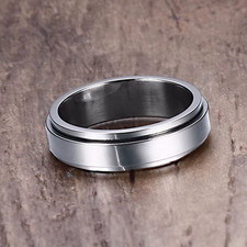 6/8Mm Spinner Ring for Men Stress Release Accessory Classic Stainless Steel Wedd