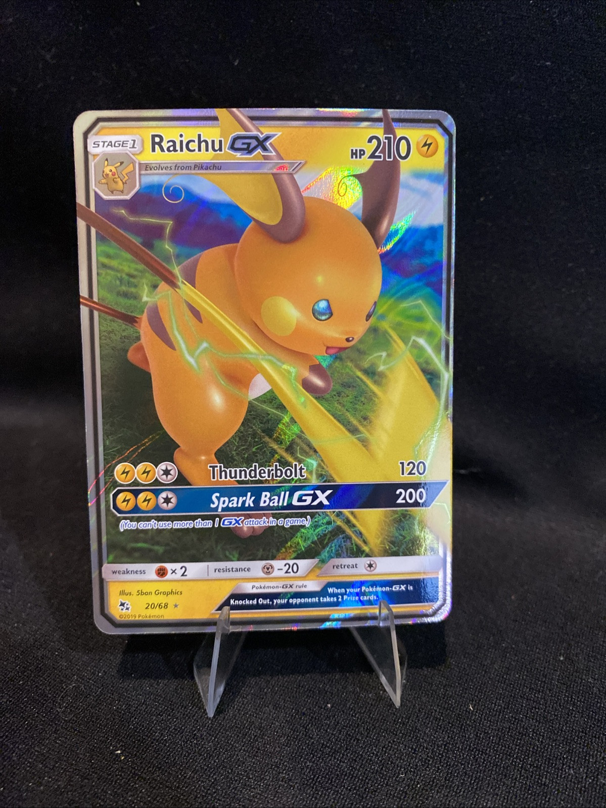 🔥 RAICHU GX HIDDEN FATES HOLO FOIL - POKEMON TCG 2019 # 20/68