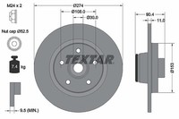 2X Textar Bremsscheibe Hinterachse U.A. FüR MERCEDES-BENZ, Nissan, Renault