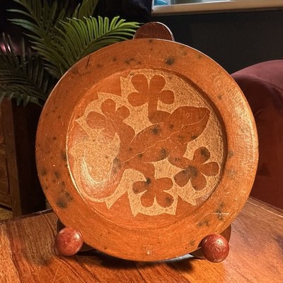 Vintage indonesische Steingut Gecko Schale / kleiner Teller - rustikaler Volkskunst Stil