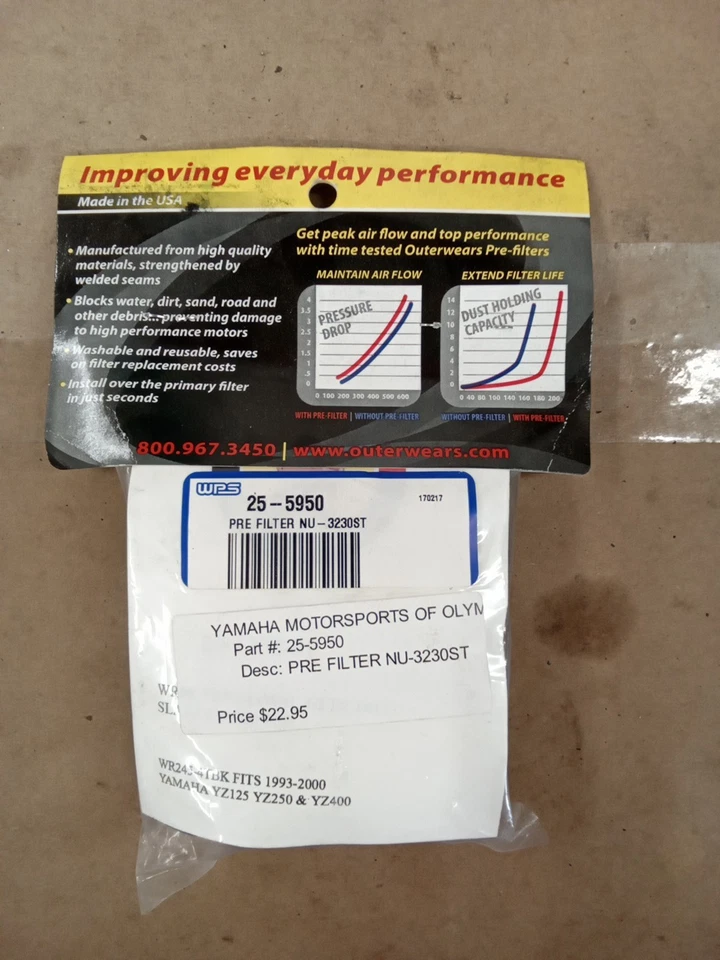 Prefiltro Outerwears Yamaha YZ125 YZ250 YZ400 20-1258-01 Foto 2 de 2