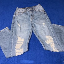 Wild Fable Highest Rise Mom Jeans Womens Size 2 Blue Distressed Denim