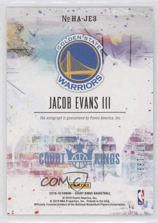 2018-19 Panini Court Kings Heir Apparent /199 Jacob Evans III Rookie Auto RC - Image 2 of 2