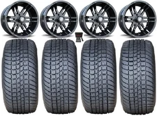 Fairway Alloys Flex Blk Golf Wheels 12" Lo Pro 225x35-12 Tires E-Z-GO & Club Car