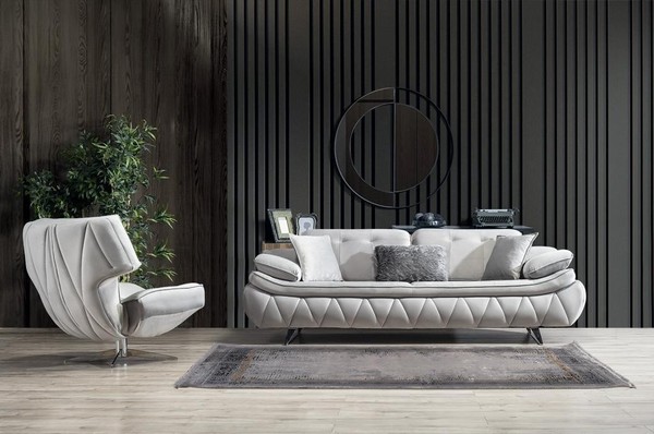 Wohnzimmer-Set 2Tlg. 3-Sitzer Sofa Mit Sessel Modern Design Stoffsofas-image