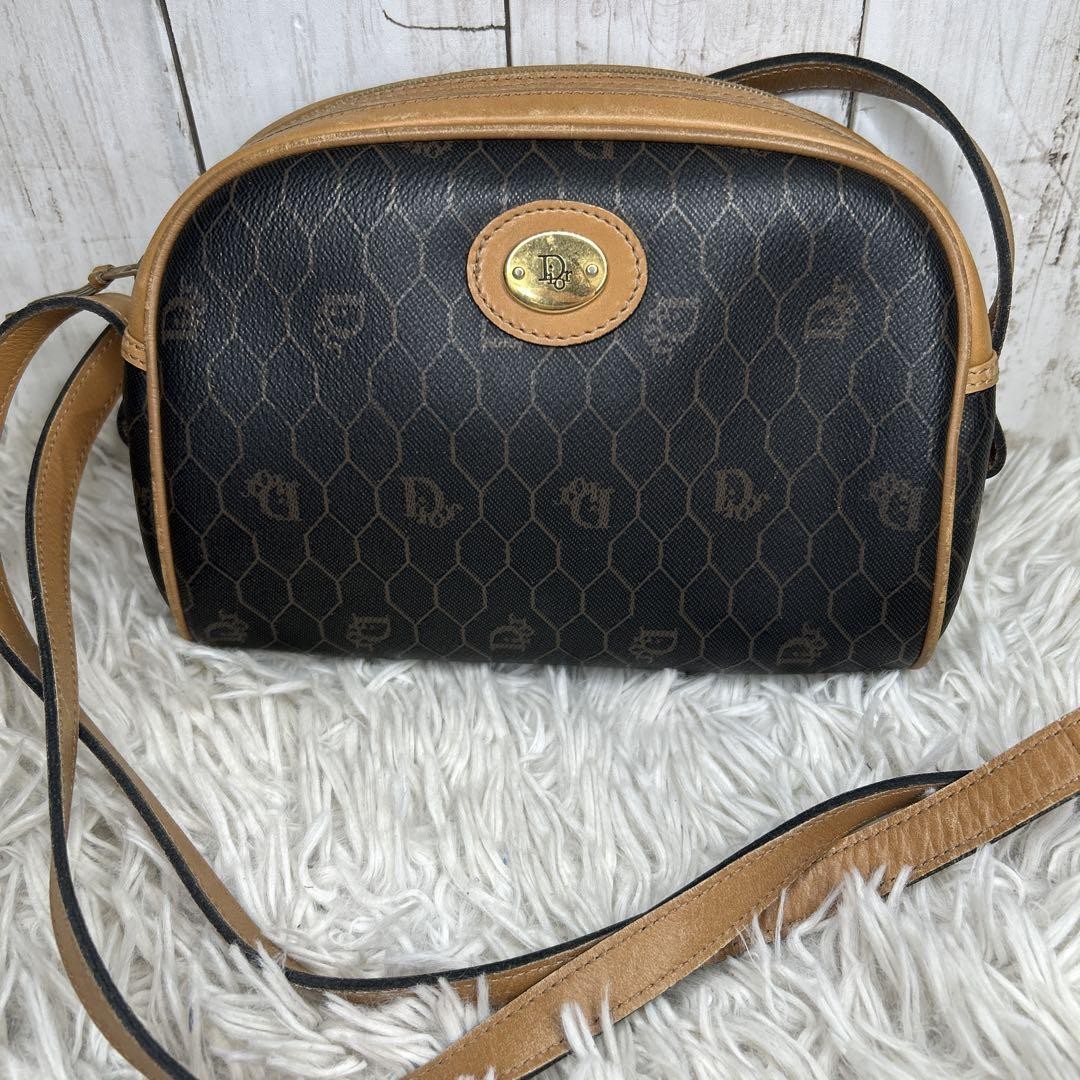 Dior Honeycomb Leather Shoulder Bag with PVC CD Logo  
