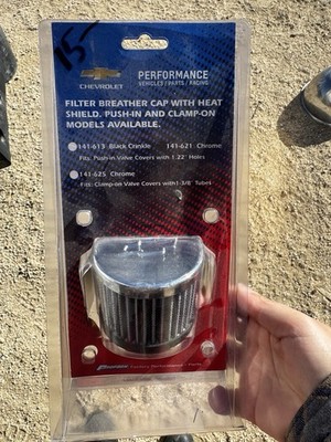 Proform Crankcase Breather Element 141-621; GM Performance Chrome Steel Push-In