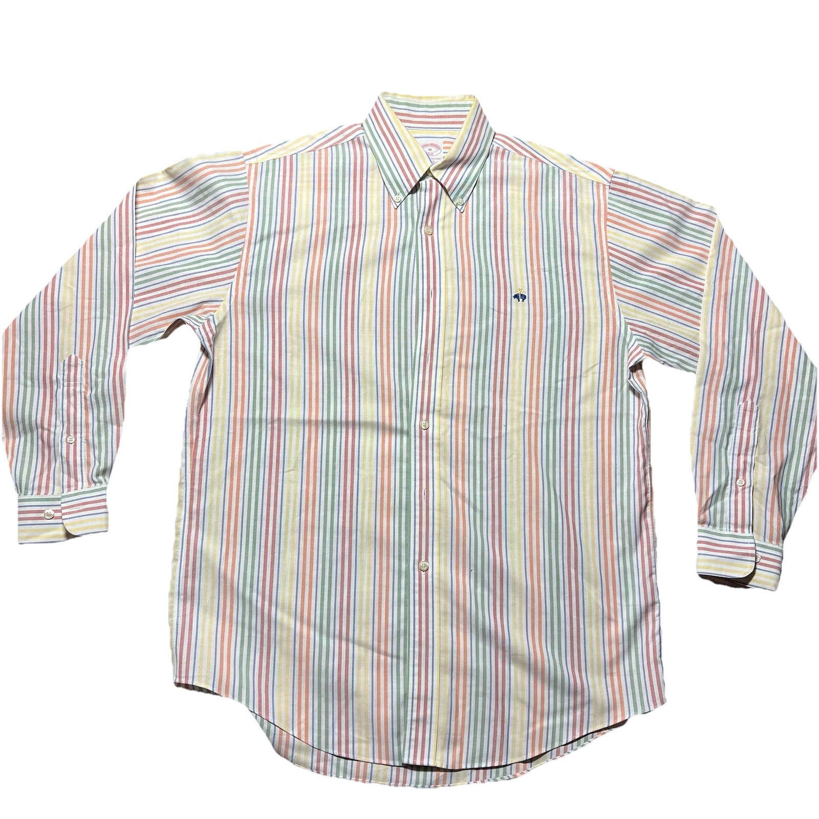 Brooks Brothers Mens Medium Striped Non-Iron Supima Button Down Dress Shirt