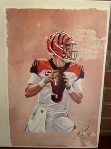 "Joe Burrow" Bengals 13x19 Lithograph by Artist Tony Santiago (PA)