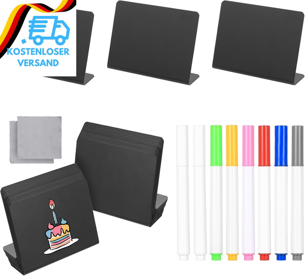 32 Kleine Kreidetafeln Zum Beschriften, Mini Preisschilder Aufsteller, L-Form Ti-image