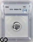1962 Roosevelt Dime, Full Bands, ICG MS 64 FB ** Lustrous!