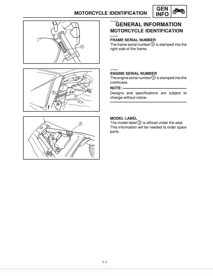 Yamaha SR125 1996 manual de servicio completo para motocicleta Foto 3 de 4