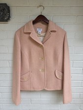 Ann Taylor Blazer 14 Tweed Peaches Cream Wool Blend Tweed Career Satin Lined