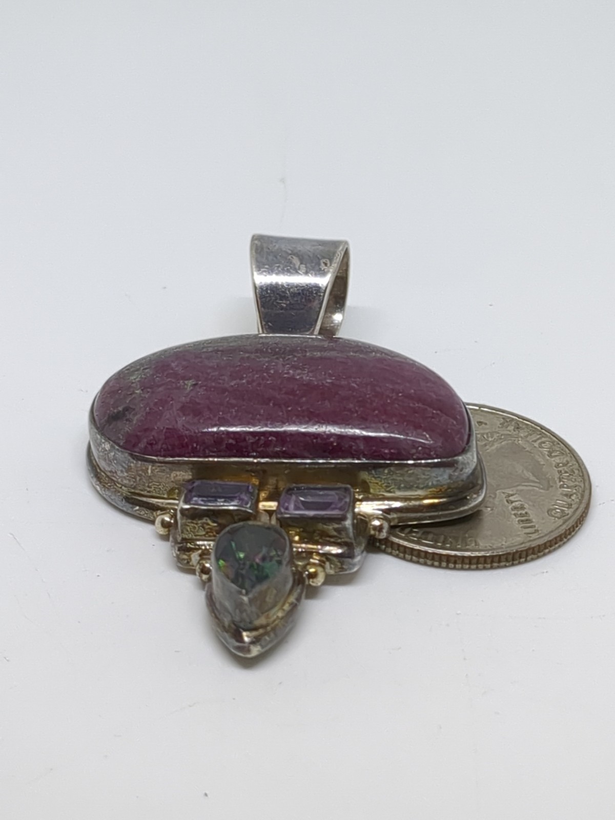 Sterling Silver 925 Ruby Zoisite Pendant - image 4