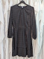 Old Navy Women’s M Black/White Keyhole Neckline 3/4 Sleeve Knee Length Dress 