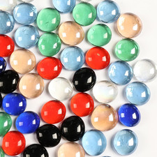 0.5LB Flat Glass Pebbles for Vase, Glass Gem Stones for Aquarium, Decorative Gla