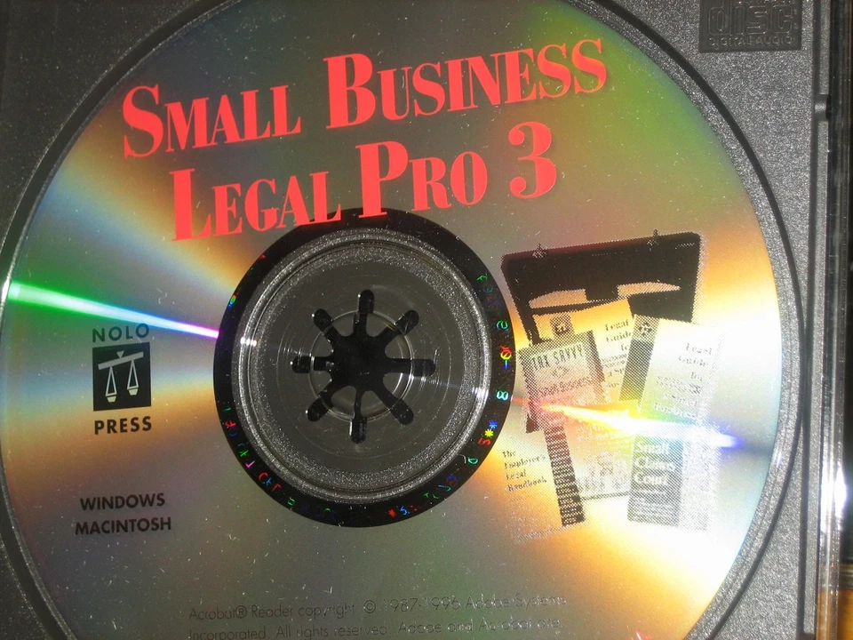 CD-ROM Small Business Legal Pro 3 1997 Windows y Mac PC Nolo Press Foto 3 de 3