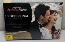 Jet Print Photo Professional Photo Paper 4"x6" Brilliant Gloss 75 Sheets NEW 