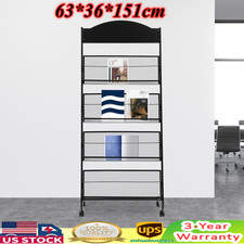 4-Tier Metal Wheeled Magazine Rack Newspaper Brochure Storage Display Stand