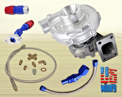 TURBO + OIL DRAIN + FEED + INTERNAL WASTEGATE TURBOCHARGER INSTALL KIT T3/T4 SS