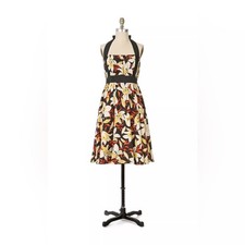 Anthropologie Mayflower Halter Dress 100% Silk Retro Skater A Line Sz 10