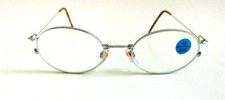 Vintage 90's Nickel Silver Oval Metal Skinny Frame Readers 1.25 S.Silver 