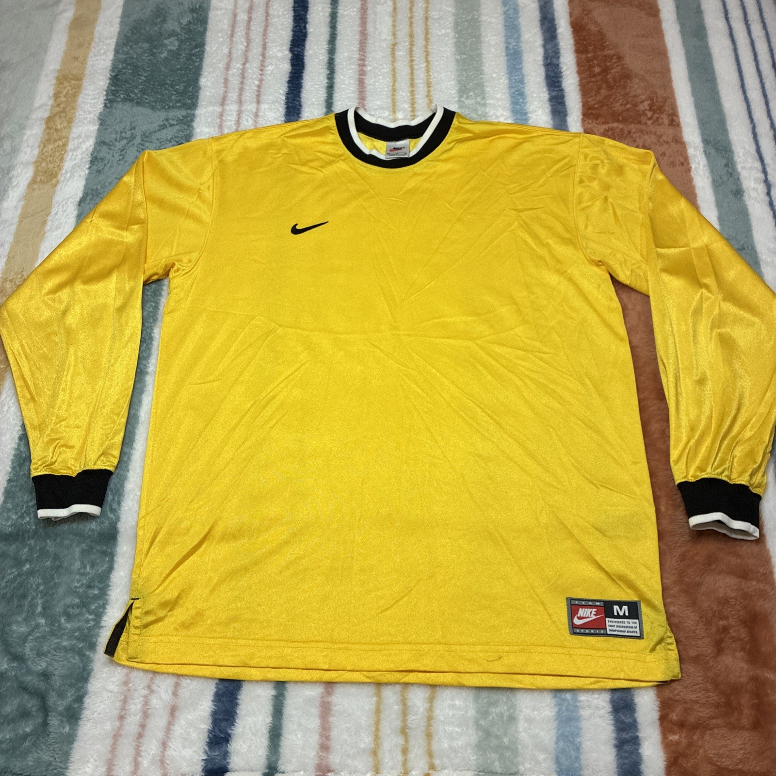 Vtg Nike Soccer Goalie Jersey Shirt Made in USA Embroidered Long Sleeve Med 1036