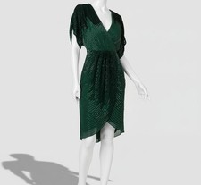 Adrianna Papell Women's Green Beaded Lined Sheath Dolman-Sleeve Dress Size 8