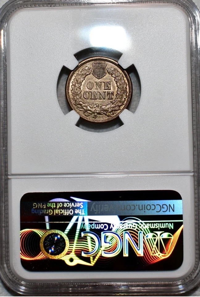 NGC AU-53 1863 Indian Head Cent, Lustrous, Golden-Brown specimen. - Image 2 of 4