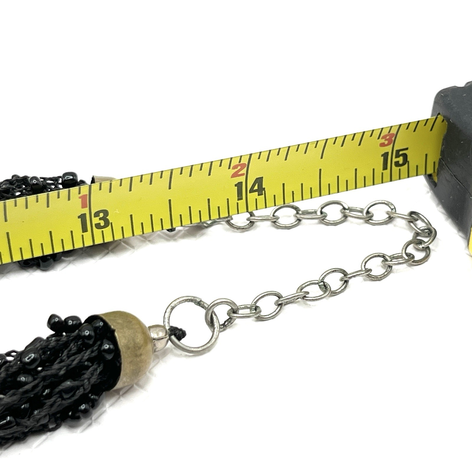 Black Confetti Scarf Necklace Solid Basic Black A… - image 9