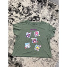 Hello Kitty and Friends T Shirt Green Crew Neck Women's Graphic Tee Size L