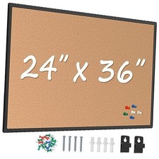 Cork Board Bulletin Board 24 x 36, Black Aluminium Framed 2 x 3 24"x36"