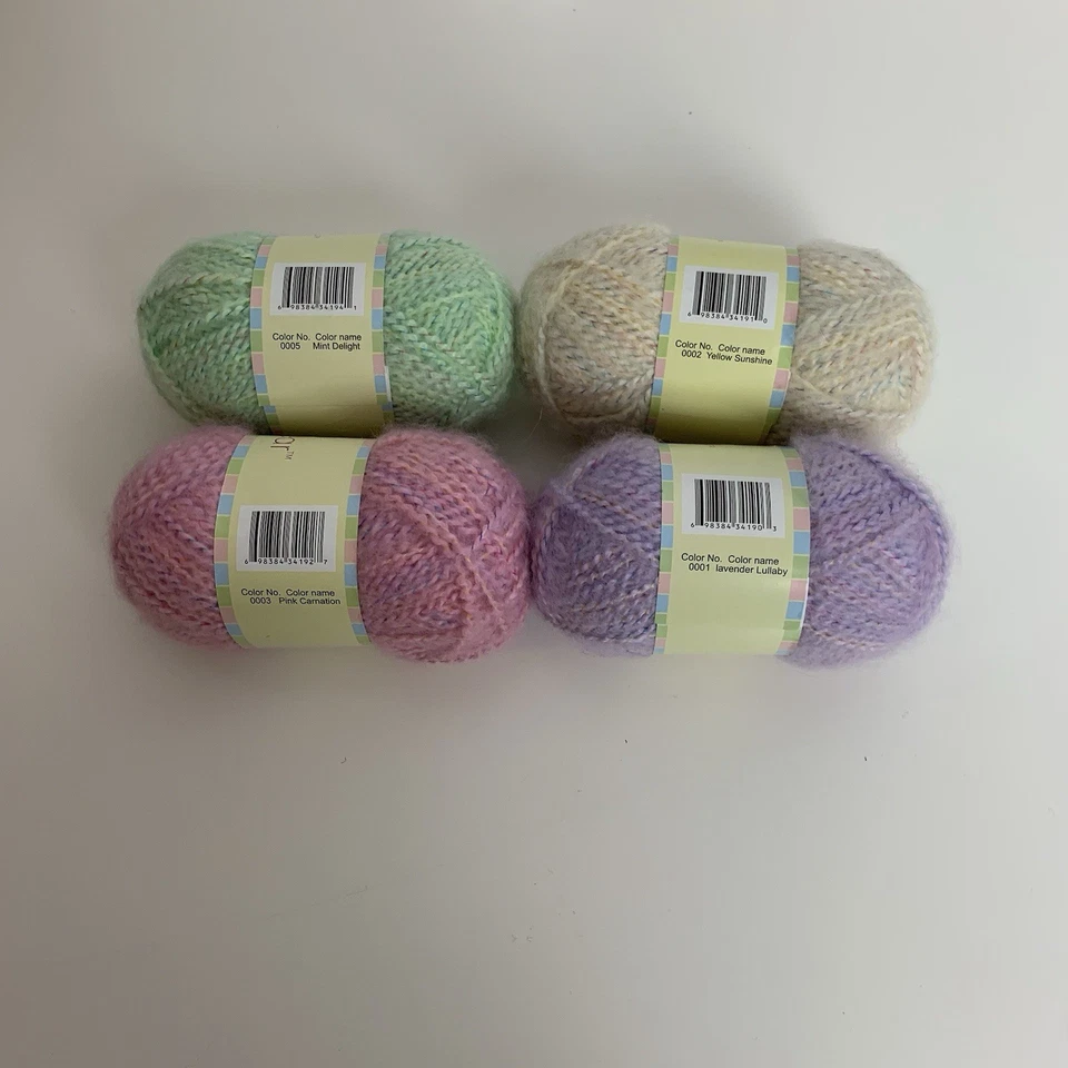 Lote de 4 madejas de hilo de oso de peluche Herrschners colores pastel surtidos bebé nuevo con etiquetas Foto 2 de 4