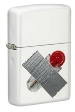 Zippo Taped Flint Dispenser White Matte Windproof Pocket Lighter, 214-086859